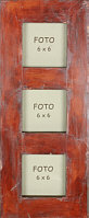 Photo frame for 3 photos 6x6, red antik