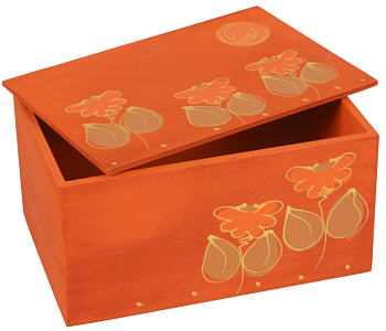 Schatulle Maxi "Blume"orange handbemalt