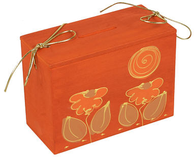 Moneybox "flower", orange, hand painted