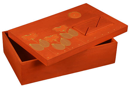 Letter box "flower", orange, hand painted