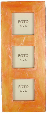 Fotorahmen f.3 Fotos 6x6, orange antik