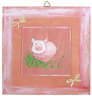 Holzbild "Ferkel" rosa, handbemalt