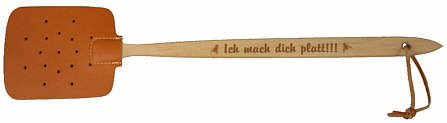 Fly flapper with saying (german)