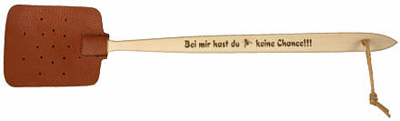 Fly flapper with saying (german)