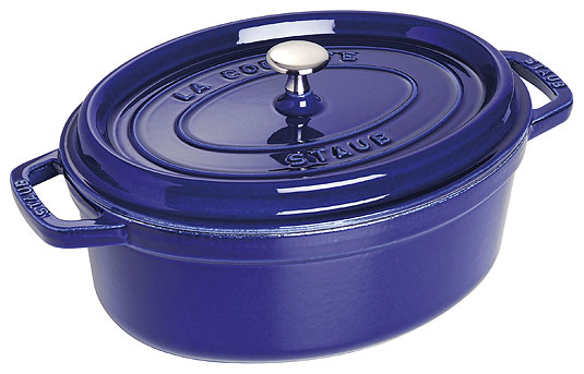 Staub Oval Cocotte, cast-iron enameled, dark blue