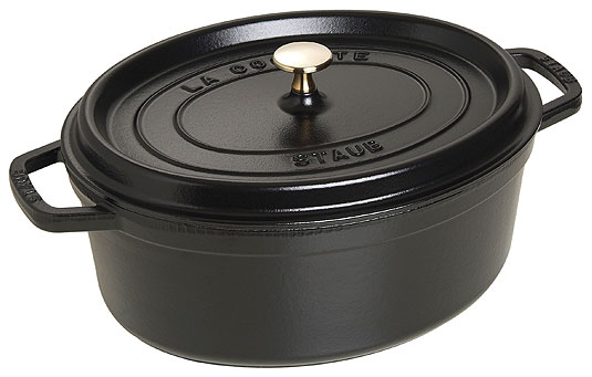 Staub Oval Cocotte, cast-iron enameled, black
