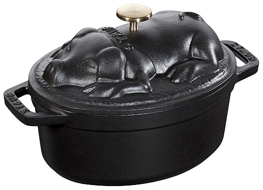 Staub Pig Cocotte, cast-iron enameled, black