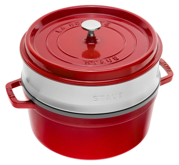 Staub Round Cocotte, cast-iron enameled, cherry red