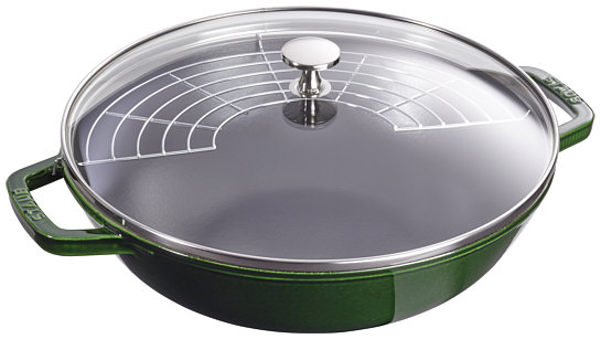 Staub wok, basil, with glass lid