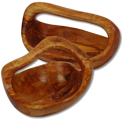 Nut bowl with root handle olive wood