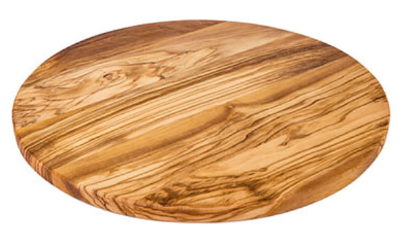 Plate round olive wood, glue-laminated