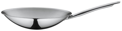 Wok with long handle and round bottom