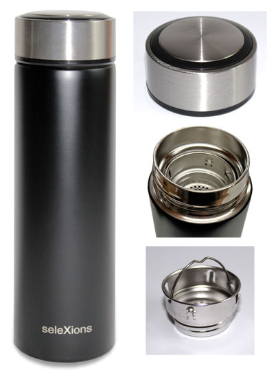 seleXions Isolierflasche schwarz Edelstahl