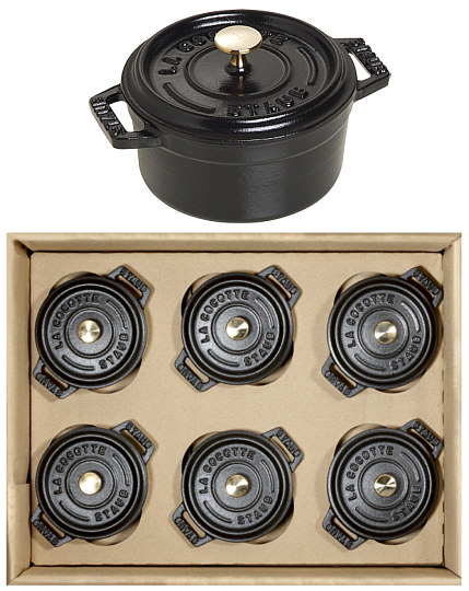 Staub Cocotte 6-er Set rund, schwarz