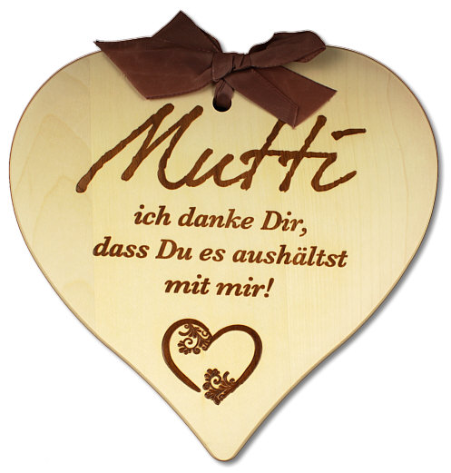 Heart board with saying (german)