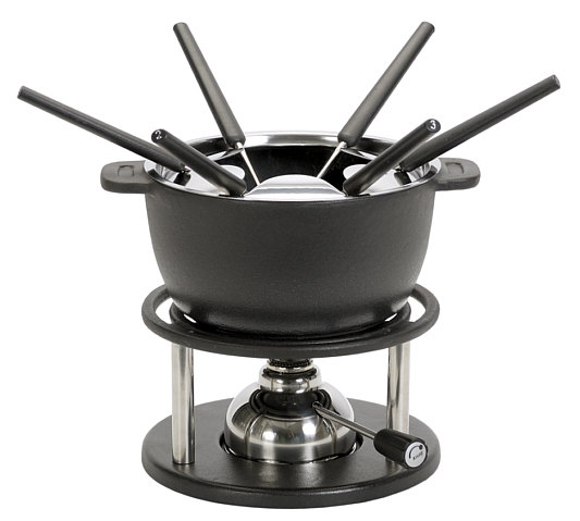 Kisag Fondue-Set Twin mit Gasbrenner, 6 Gabeln, Spritschutz