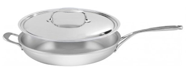 Frying pan Proline with handle, closed edge, stainless steel lid