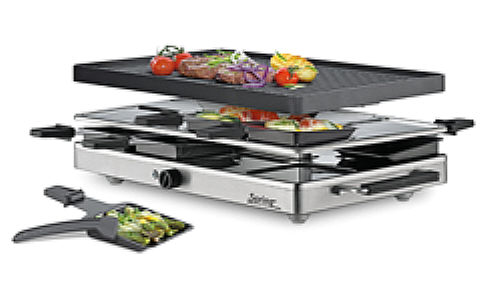 Raclette 8 stainless steel, with aluminium grill plate