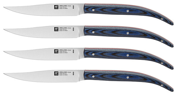 Zwilling TWIN Steak set, 4 knives, Micarta handle, blue