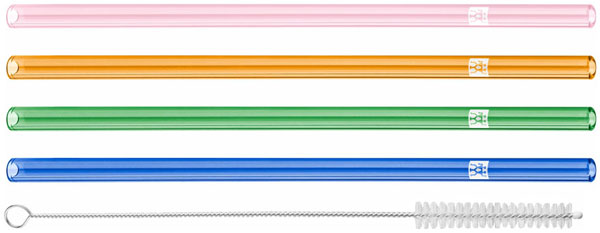 Zwilling Sorrento drinking straws colour, with brush, set of 4