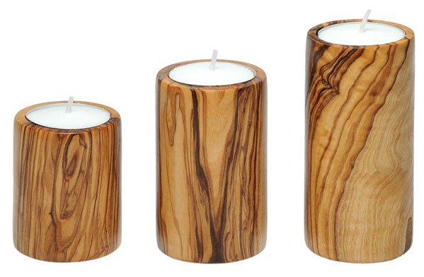 Tealight holder set (3-piece) olive wood