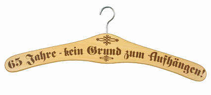 Dress-hanger printed with german saying
