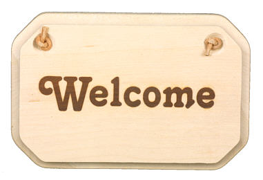 Door-plate branded "Welcome"