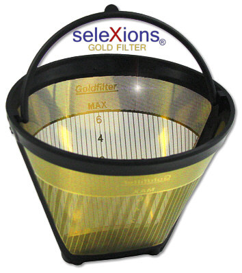 seleXions Scala Kaffeefilter Gold für 2-6 Tassen, mit Maßeinteil.
