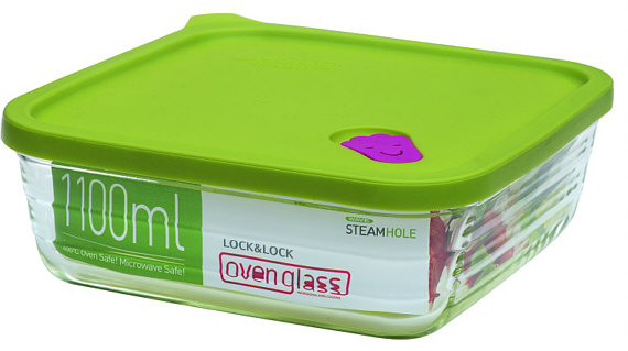 LocknLock oven glass w. microwave lid, square 1,1 l