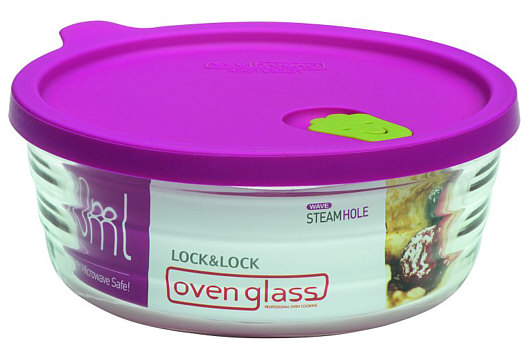 LocknLock oven glass w. microwave lid, round 480 ml