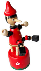 Wooden push figure "Pinocchio" painted