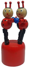 Wooden push figure "ladybirds" painted