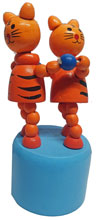Wooden push figure "cats" painted