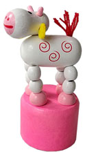 Wooden push figure "horses" white