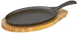 Küchenprofi Servierpfanne oval mit Holzbrett BBQ