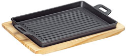 Küchenprofi grill/serving plate sqare with wooden BBQ board