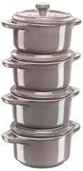 Staub Cocotte Set 4-tlg rund Keramik antik-grau