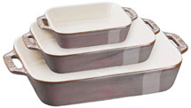 Staub Ofenformenset 3-tlg rechteckig Keramik antik-grau
