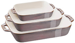 Staub Ofenformenset 3-tlg rechteckig Keramik antik-grau