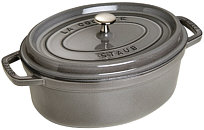 Staub Oval Cocotte, cast-iron enameled, graphite grey