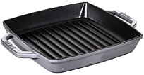 Staub Double handle grill, square, graphite grey