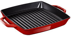 Staub Double handle grill, square, cherry