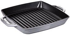 Staub Double handle grill, square, graphite grey