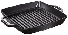 Staub Double handle grill, square, black