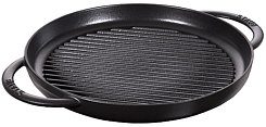 Staub Double handle grill, round, black