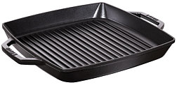 Staub Double handle grill, square, black
