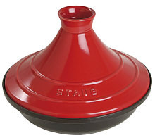 Staub Tajine, Cast-iron base and ceramic top, back-cherry