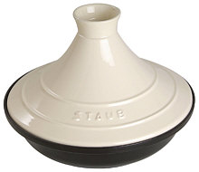 Staub Tajine, Cast-iron base and ceramic top, back-cream