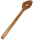 Spoon pointy, with hole, olive wood