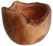 Fruit bowl with bark olive wood